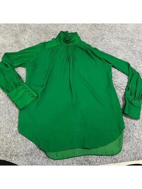 Zara Women's Green Long Sleeve Blouse size XS